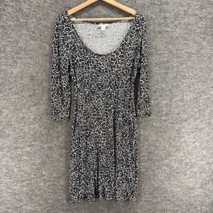 Motherhood Maternity Dress Women M Medium Black Floral Sheath Midi Long Sleeve